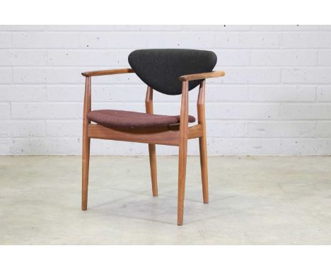 A Danish 'Model 109' walnut armchair,modern, originally designed in 1946 by Finn Juhl, manufactured by House of Finn Juhl, th