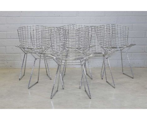 Six chrome 'Model 420C' chairs, modern, designed by Harry Bertoia for Knoll, 54cm wide 58cm deep72cm high, seat 47.5cm high (