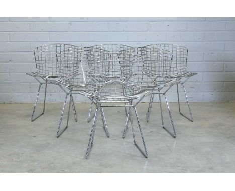 Six chrome 'Model 420C' chairs, modern, designed by Harry Bertoia for Knoll, 54cm wide 58cm deep72cm high, seat 47.5cm high (