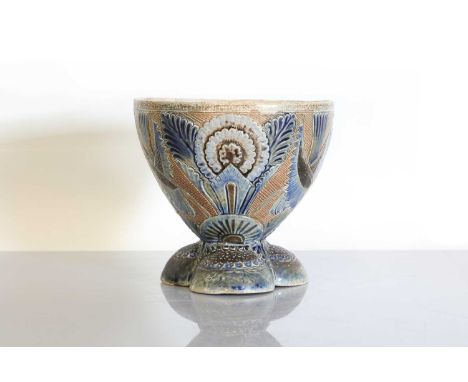 A Martin Brothers' stoneware vase,with stylised floral motifs, incised 'R. W. Martin, London, Southall',12cm high13.5cm diame