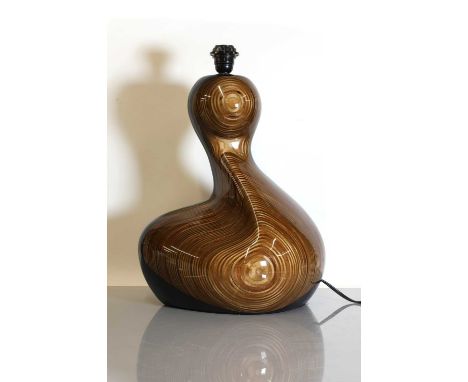 A carved and lacquered table lamp,by Christian Wallis, of abstract form, signed,50cm highCondition ReportPAT test 26.10.23 - 