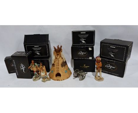 Large quantity of Castagna Collection, sculptures by Castagna, native Americans, ceramic models of native Americans (2 boxes)