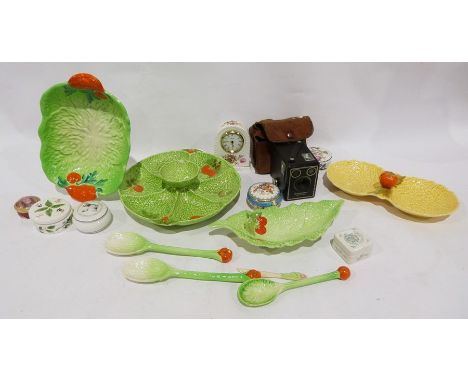 Midwinter Carltonware-style dish and hors d'oeuvres dish, a Royal Collection fine bone china trinket pot, David Bradbury trin