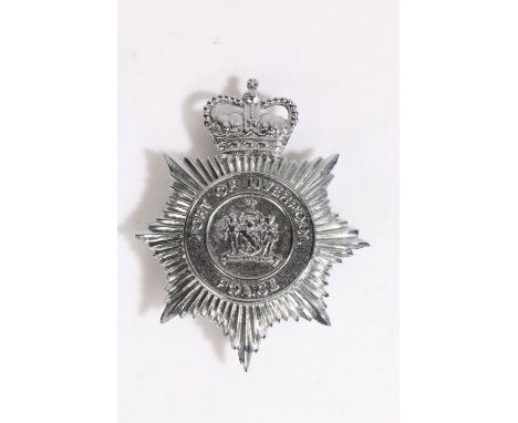Queens crown Port of Liverpool Police helmet plate