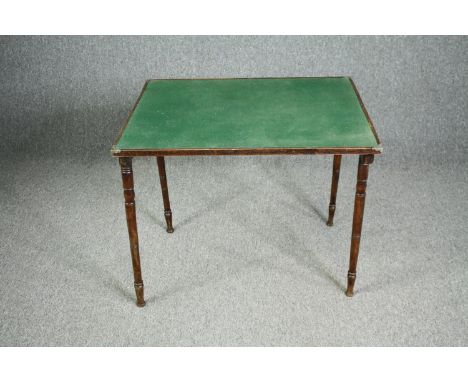 Card table, vintage fold-out type with maker's label to the underside. H.68 W.81 D.60cm. 