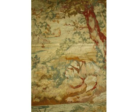 A vintage tapestry, figures in a bucolic setting. L.127 W.100cm. 