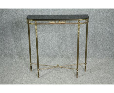 Console table, contemporary 19th century style brass and glass. H.78 W.75 D.23cm. 