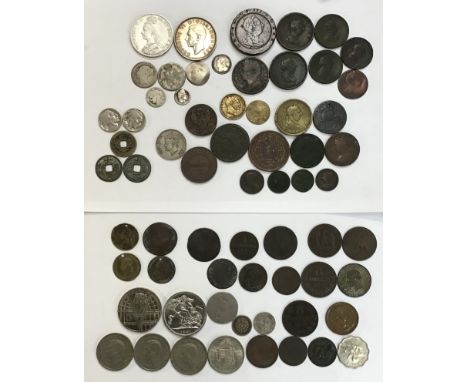 Collection of British and World Coins, including Elizabeth I 1566 Hammered Silver coin (Heavily Clipped), Victorian 1892 Crow