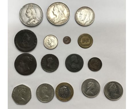 Collection of British Coins, including 1889 &amp; 1896LX Crowns, George V 1927 Halfcrown, George VI 1946 English Shilling, Ge