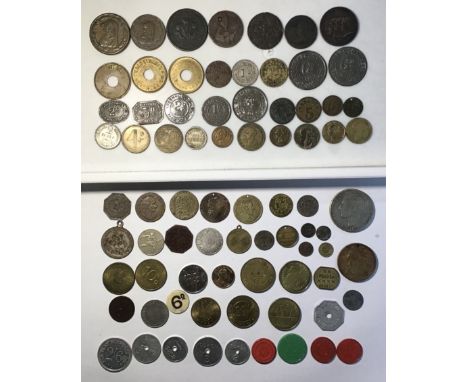 Collection of British and World Token Coins including British 18th Century Pennies and Halfpenny&rsquo;s, Georgian &amp; Vict