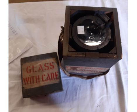 A wood cased type OGA military compass - lid detached but included