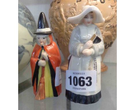 Two Royal Worcester candle extinguishers, witch and nun