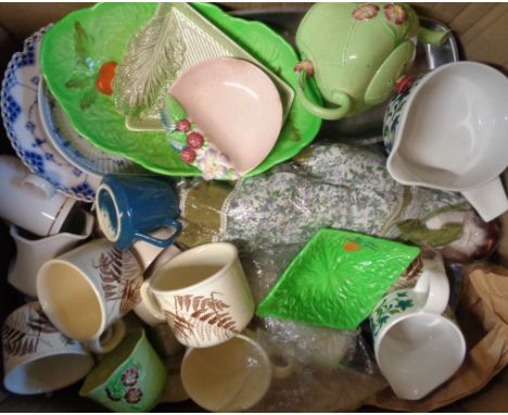 A box of assorted china and glass including Carltonware, Midwinter, etc.