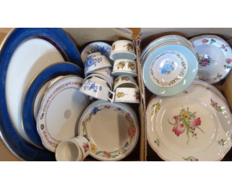 Two boxes of assorted pottery including Spode, Worcester Evesham, etc.