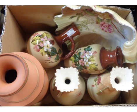 A box containing assorted pottery including Torquay, Carltonware, etc.