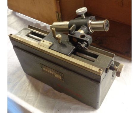 A vintage Vernier microscope no. 11 by the Precision Tool &amp; Instrument Co. Ltd., in original case