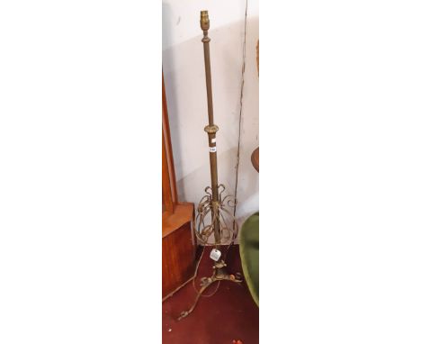 A late Victorian brass ornate telescopic lamp standard - converted to electric