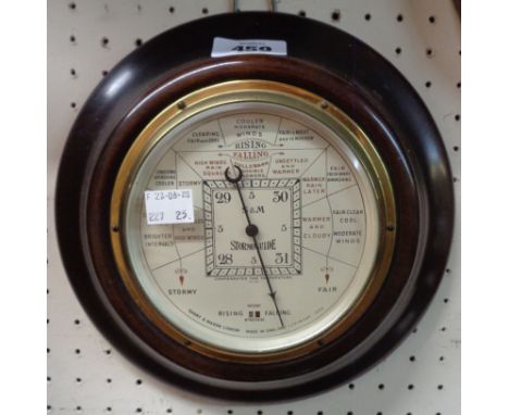 A 20th Century polished wood cased aneroid wall barometer by Short &amp; Mason