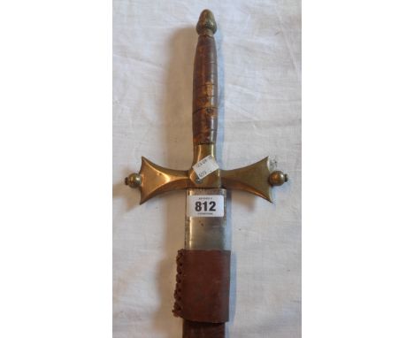 A Reproduction Crusader Style Broad Sword with Brass Cross and Acorn Finial