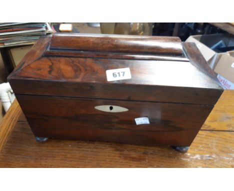 A Victorian rosewood sarcophagus shaped tea caddy - for restoration