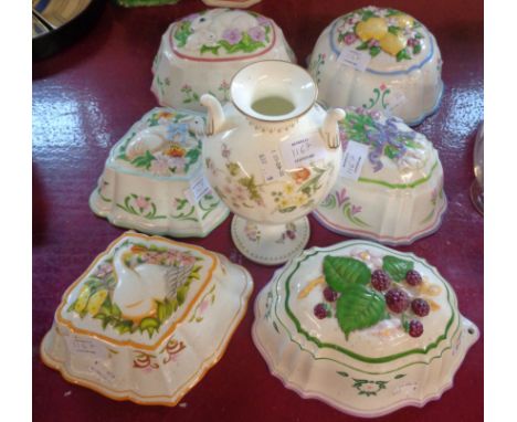 A set of six Franklin Mint le Cordon Bleu ceramic jelly moulds - sold with a Wedgwood bone china Mirabelle pattern vase