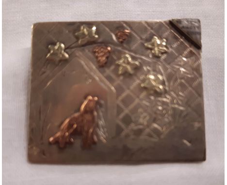A Victorian Aesthetic Movement shibyama style brooch depicting Ye Fox and Ye Grapes, Registration diamond to reverse and enti