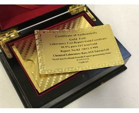 DECK OF 24ct GOLD FOIL PLATING PLASTIC PLAYING CARDS WITH COA
