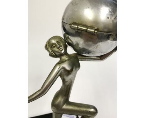 Art Deco Lady &amp; Globe Table Lighter