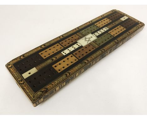Masonic Tunbridgeware Cribbage Board