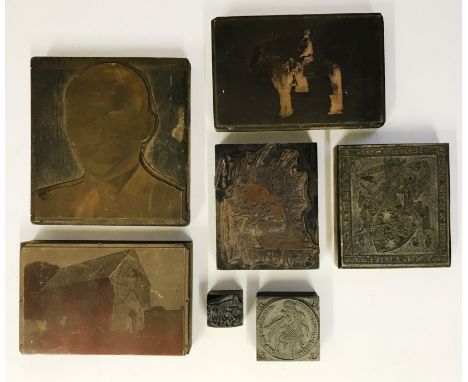 SMALL GROUP OF PRINTING PLATES TO INCLUDE GANDHI PORTRAIT