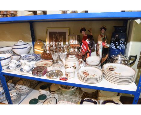 Copper kettle, Denby tablewares, Susie Cooper teaware, Crown Derby plates, costume dolls, Norman Wade Limited Edition print, 