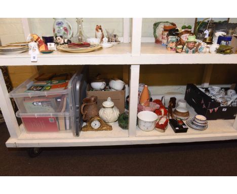 Collection of books, Poole vase and bowl, Maling bowl and plate, jelly moulds, etc