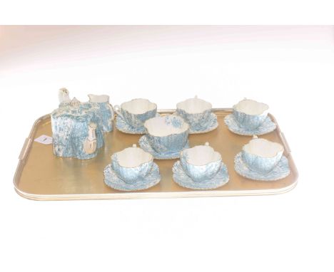 Wileman & Co. Foley sixteen piece blue aesthetic printed tea set