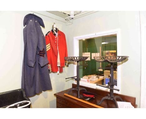 Red coat military jacket and cap, great coat and pace stick (4)