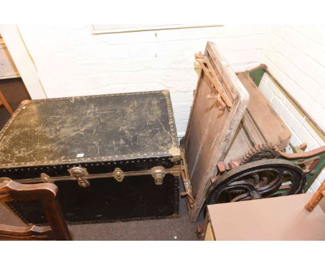 Vintage mangle and cabin trunk