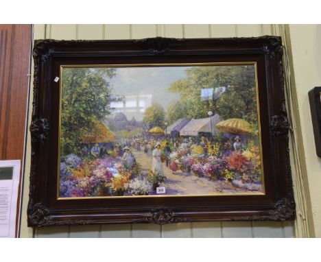Large framed and glazed print, Flower Market