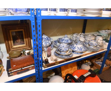 Doulton York Town service, Minton Anemone dinner wares, meat plates, chinese rose quartz figure, studio pottery, two wood pla