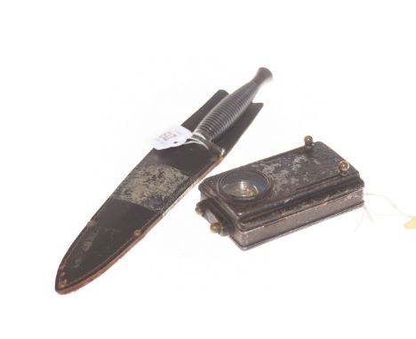 WWII Commando dagger by Wilkinson Sword, London; and a WWII Signalling lamp (2)