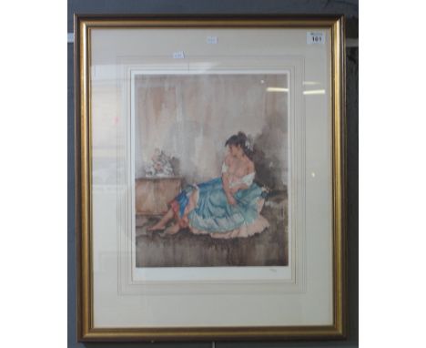 After Sir William Russell Flint, portrait of a woman, limited edition coloured print with publishers back stamps, signed in t