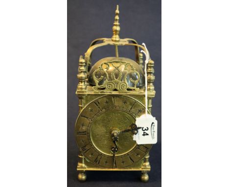 20th Century brass lantern clock with Imperial brass movement. (B.P. 24% incl. VAT)