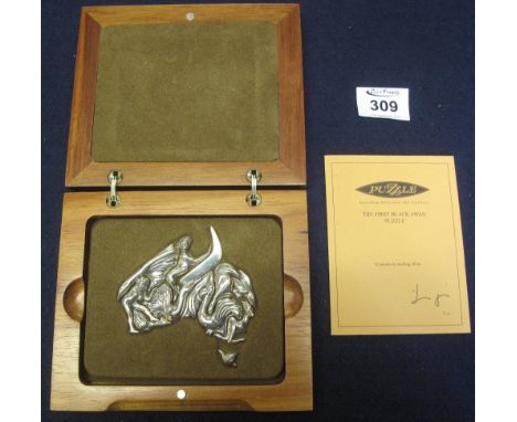 Sterling silver Australian puzzle 'The first black swan puzzle', in fitted wooden box. (B.P. 24% incl. VAT)