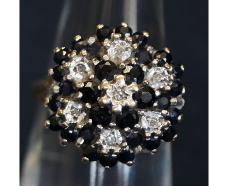 9ct gold sapphire and diamond cluster ring, 4.5g approx.(B.P. 24% incl. VAT)