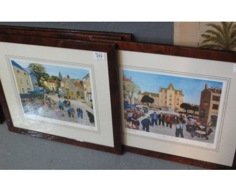 After M Loxton, French village scenes, a set of four limited edition coloured prints, signed in pencil by the artist. 23 x 31