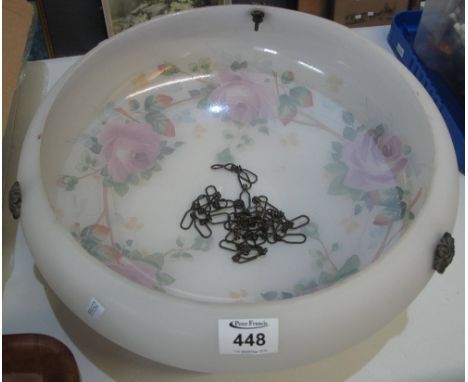 Art Deco design opaline glass floral ceiling light shade. (B.P. 24% incl. VAT) CONDITION REPORT: Appears ok, some scratches a