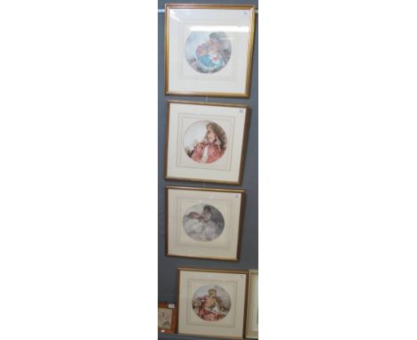 Sir William Russell Flint, a set of four female portrait studies, coloured prints, signed in the plate. Circular 26cm diamete