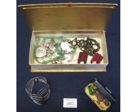 A collection of costume jewellery including; a compact. (B.P. 24% incl. VAT)