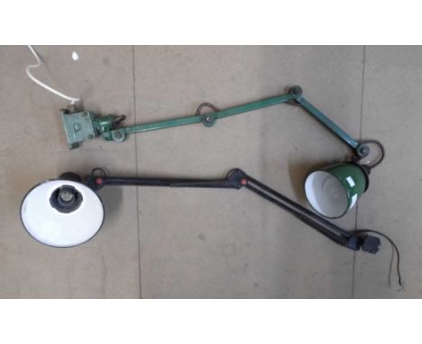 A green articulated anglepoise lamp and one other 