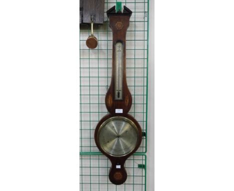 A George III inlaid mahogany banjo barometer 
