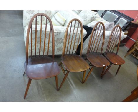 A set of four Ercol Golden Dawn elm and beech Quaker chairs 