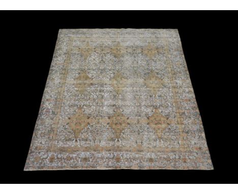 A Kashsan carpet, with all over decoration, the blue ground later diminished, approximately 370 x 282Condition Report: Heavy 